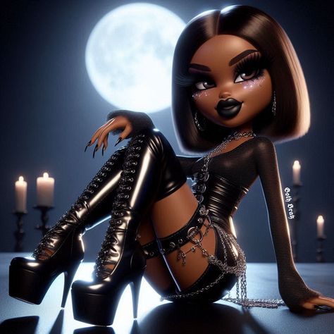 🖤⛓️‍💥🖤 #bratz #explorepage Black Family Cartoon, Black Bratz, Black Bratz Doll, Doll Aesthetic, Romantic Goth, Black Families, Black Art Pictures, Bratz Doll, Pin Up Art