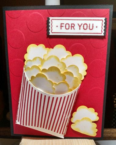 Ticket Cinema, Paper Punch Art, Punch Art Cards, Movie Card, Popcorn Party, Craft Punches, Popcorn Box, Card Sentiments, Punch Art