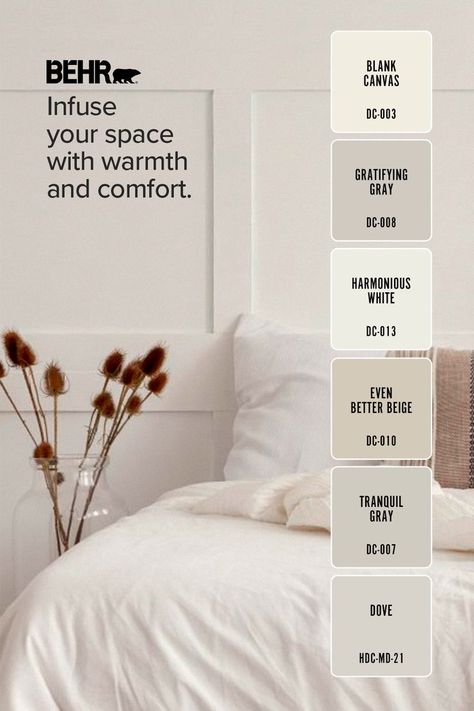 BEHR® Designer Collection has the perfect shades to help transform your apartment into a chic yet inviting space. Behr Neutral Paint, Behr Neutral Paint Colors, Neutral Kitchen Colors, Behr Colors, Color Of The Month, Bedroom Sanctuary, Behr Paint Colors, Paint Color Inspiration, Behr Paint