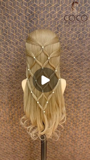 Hairstyle With Beads, Down Hair Prom, Greasy Hair Remedies, Beautiful Hair Dye, Hairstyles With Beads, Beads Hairstyles, Long Hair Designs, Rave Hair, Half Up Half Down Hair Prom