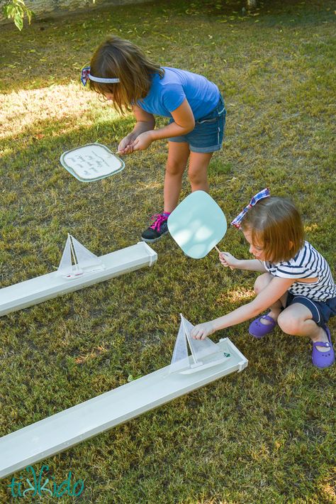 Rain Gutter Regatta, Pirate Birthday Party, Nautical Party, Rain Gutters, Pirate Birthday, Backyard Games, Yard Games, Carnival Games, Pirate Party