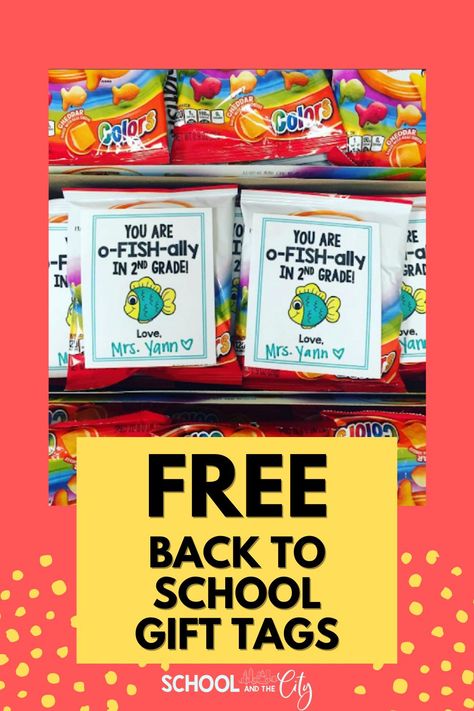 Ofishally In Preschool, Ofishally A Preschooler, Kindergarten Welcome Gift, Welcome Back To School Gifts For Students Free Printable, Student Welcome Gifts Free Printable, Welcome To First Grade Gift, Goldfish Welcome Back To School, Welcome Treats For Students First Day, Welcome Tags For Students