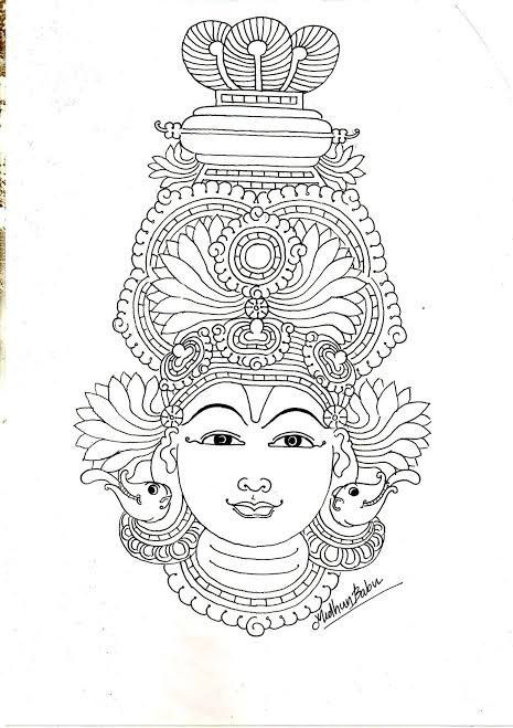 Simple Kerala Mural Painting Sketch, Embroidery Designs Simple, Simple Canvas Art, Design To Draw, Canvas Art Ideas, Embroidery Simple, Ideas For Design, Mural Art Design, Buddha Art Drawing