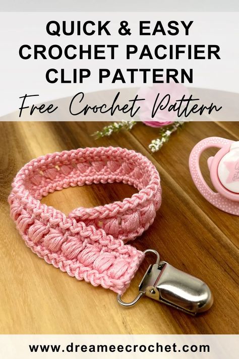 Are you tired of constantly picking up your baby's pacifier? Looking for a unique baby shower gift for your family and friends? Look no further! With this free crochet pacifier clip pattern, you can make a beautiful yet practical accessory that any new parent will appreciate and love! This crochet pacifier holder is quick and easy to make so why don't you give this free crochet dummy holder a try!? #crochet #crochetprojects #crochetpatterns #crochettechnique #crochetforbaby Crochet Pacifier Holder Pattern Free, Crochet Pacifier Clip Pattern, Crochet Pacifier Clip Pattern Free, Pacifier Holder Pattern, Crochet Pacifier Holder, Crochet Pacifier, Crochet Pacifier Clip, Crochet Baby Projects, Crochet Baby Bibs