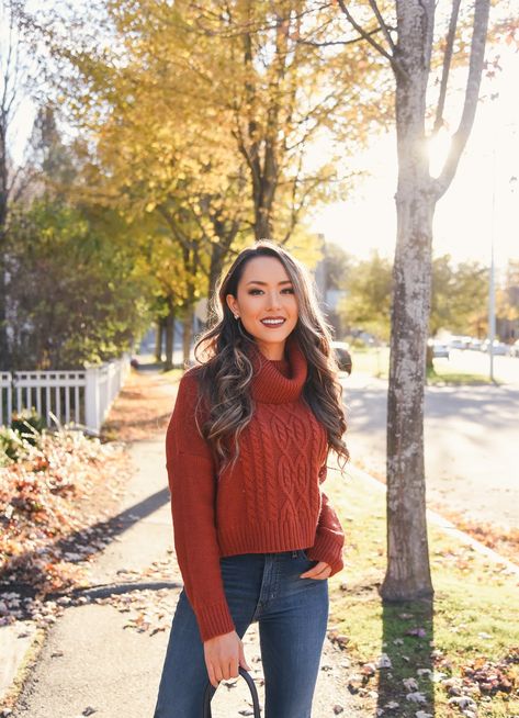 Lulus Fall Look in Woodstock Pumpkin Patch Photoshoot Outfits, Modern Cottagecore Fashion, Orange Sweater Outfit, Modern Cottagecore, Pumpkin Patch Photoshoot, Hapa Time, Jessica Ricks, Alaska Fashion, Health Art