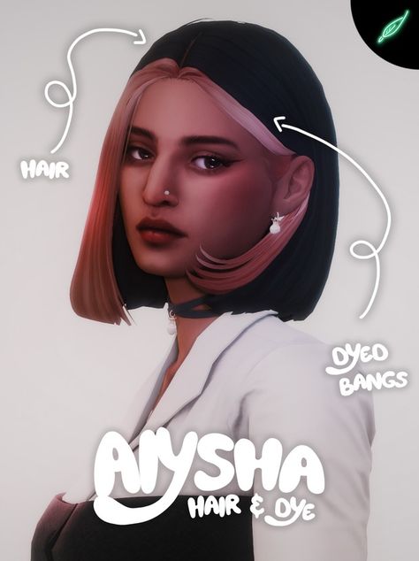 🖤 ~aiysha~ hair & dyed bangs! 🖤 | Patreon Dyed Bangs, Los Sims 4 Mods, The Sims 4 Cabelos, Mod Hair, Hair Dyed, Pelo Sims, Sims 4 Mm Cc, Free Sims, Sims 4 Teen