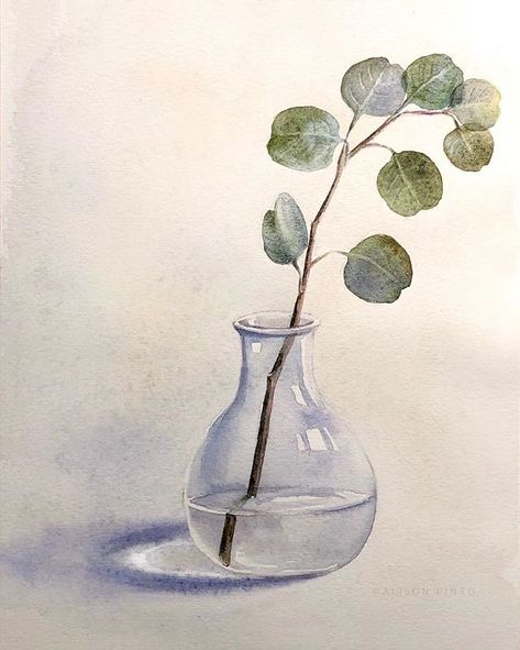 ＡＬＩＳＯＮ ＰＩＮＴＯ (@alisonpintoart) • Instagram photos and videos Reflection Drawing, Painting Words, Water Drawing, Artist Materials, The Reflection, Watercolor Flowers Paintings, Botanical Painting, Painted Vases, Thanks For Sharing