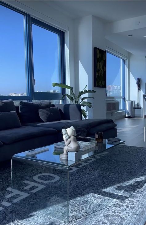 Kaws Living Room, Hype Beast Apartment, Luxury Apartment Aesthetic, Luxury Apartment Living Room, Hypebeast Room, Dream Apartment Decor, Apartment Living Room Design, Future Apartment Decor, Apartment Aesthetic