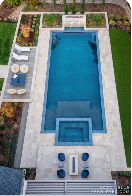 Residential Pool Ideas, Outdoor Inground Pool Area Ideas, Small Inground Pool Ideas With Hot Tub, Pool And Outdoor Living Area, Kidney Pool Ideas, Pool Lanai Ideas, Rectangular Pool With Tanning Ledge, Cool Pool Ideas, Hot Tub Pool Combo