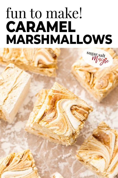 Caramel Marshmallows, Homemade Marshmallow Recipe, Brownies Recipes, Gourmet Marshmallow, Flavored Marshmallows, How To Make Marshmallows, Recipes With Marshmallows, Homemade Sweets, Homemade Marshmallows