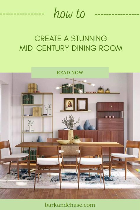 Beautiful Mid-Century Modern dining room design with retro decor and furniture. Perfect for home transformation. Trendy Tables, Midcentury Modern Dining Room, Mcm Dining Room, Retro Dining Rooms, Mid Century Dining Room, Mid Century Modern Dining Room, Iconic Chairs, Mid Century Modern Dining, Mid Century Dining