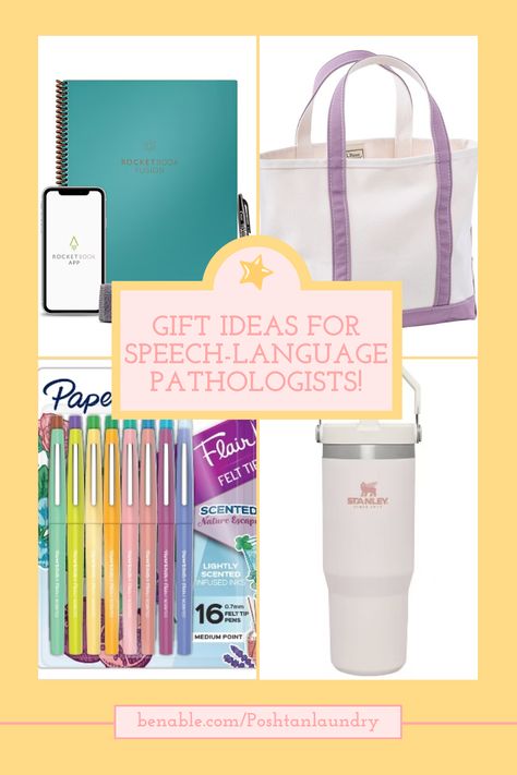 Check out my gift guide for the SLP in your life! 

This post contains affiliate links. If you purchase through these links, I may earn a small commission at no extra cost to you. Slp Gift Ideas, Speech Language Pathologist Gifts, Speech Therapist Gift, Paper Mate Flair, Reusable Notebook, Speech Therapy Shirts, Erasable Gel Pens, Classroom Wall Decor, Slp Resources