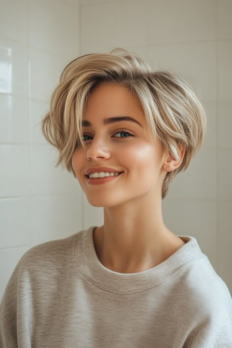 30+ Dynamic Long Pixie Haircut Ideas to Refresh Your Style in 2024 – CreativeBooster Short Women Haircuts Pixie, Short Side Part Haircut, Pixie Bob Haircut Thick Hair, Short Hair Long On Top For Women, Short Side Haircut Women, Long On Top Pixie Haircut, Pixie Blonde Hairstyles, Pixie Haircut Long Bangs, European Pixie Haircut