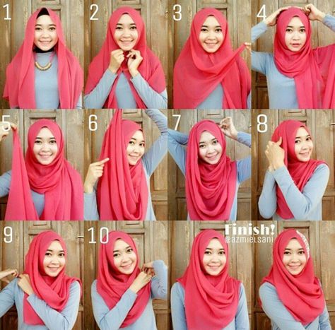 Love the style #hijabtutorial #stepbystep #shawltutorial #islamic Pink Dress Simple, Layered Hijab, Square Hijab Tutorial, Hijab Paris, How To Wear Hijab, Pink Hijab, Simple Hijab Tutorial, Tutorial Hijab Pashmina, Stile Hijab