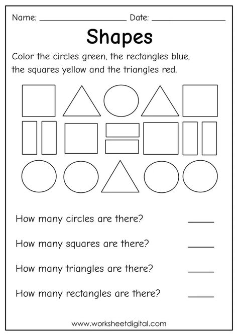 Preschool Set Up, Shape Worksheets For Preschool, Worksheet For Kindergarten, Shapes Worksheet Kindergarten, Worksheets For Class 1, Learn Shapes, Shapes Kindergarten, School Age Activities, Kindergarten Phonics Worksheets