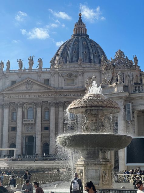 #basilica #stpetersbasilica #rome #romeitaly #roma #italy #church #aesthetic #wallpaper #lockscreen #sky #blue #architecture #catholic #art #culture #fountain #water #travel #vacation #holiday #italytrip #dome #religion St Peters Dome Rome Italy, St Peters Basilica Aesthetic, Church Aesthetic Wallpaper, San Peter, Italy Church, Italy Lifestyle, St. Peter’s Basilica, Blue Architecture, Aesthetic Wallpaper Lockscreen