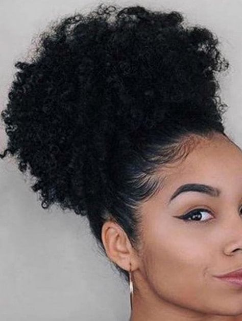 Synthetic Afro Curly Chignon Hair Bun - BLACK Curly Chignon, Curly Drawstring Ponytail, Chignon Hair, Bun Updo, 100 Human Hair Extensions, Clip In Ponytail, Drawstring Ponytail, Short Hair Wigs, Afro Puff