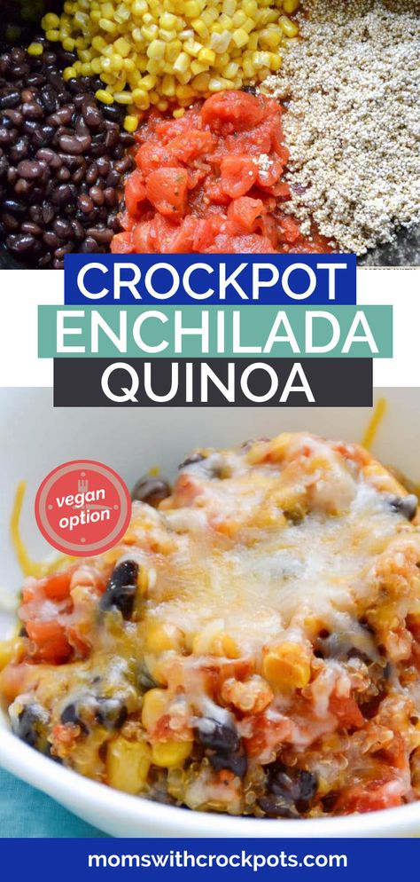 Crockpot Quinoa Enchilada, Easy Crockpot Vegan Recipes, Easy Meatless Monday Recipes, Crockpot Meatless Recipes, Crockpot Vegan Recipes, Crockpot Recipes Vegan, Vegan Crockpot Meals, Meatless Crockpot, Meatless Dinner Ideas