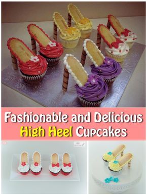 Fashionable and Delicious High Heel Cupcakes - Yummy awesomeness. Cupcake Diy Crafts, Creative Cupcake Ideas, Heel Cupcakes, High Heel Cupcakes, Shoe Cupcakes, Mothers Day Cupcakes, Ideas For Mother's Day, Cupcake Cake Designs, Creative Cupcakes