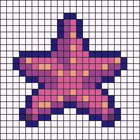 Alpha pattern #92370 | BraceletBook Pixel Fish Art, Pixel Art Pattern Jellyfish, Perler Fish Pattern, Sea Animals Pixel Art, Starfish Alpha Pattern, Starfish Pixel Art, Shell Perler Beads, Perler Beads Ocean, Sea Shell Perler Bead Pattern