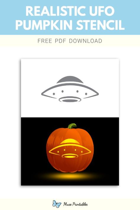 Free printable realistic UFO stencil for pumpkin carving. Download it at https://museprintables.com/download/pumpkin-stencil/realistic-ufo/ Ufo Pumpkin, Stencil For Pumpkin Carving, Printable Pumpkin Stencils, Pumpkin Stencils Free, Pumpkin Carving Ideas, Pumpkin Stencil, Carving Ideas, Harvest Time, Fall Festival