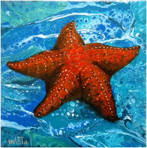 Starfish Painting Acrylic, Star Fish Painting, Starfish Painting, Starfish Art, Stella Marina, Star Fish, Summer Camps, Seashell Art, Sea Art