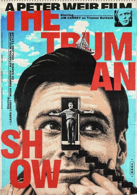 Cinema Poster Design Graphics, The Truman Show Movie Poster, Film Poster Design Vintage, Best Movie Posters Of All Time, Film Posters Art Graphics, Movie Poster Design Ideas Graphics, The Office Prints, Custom Movie Posters, Cinema Posters Vintage