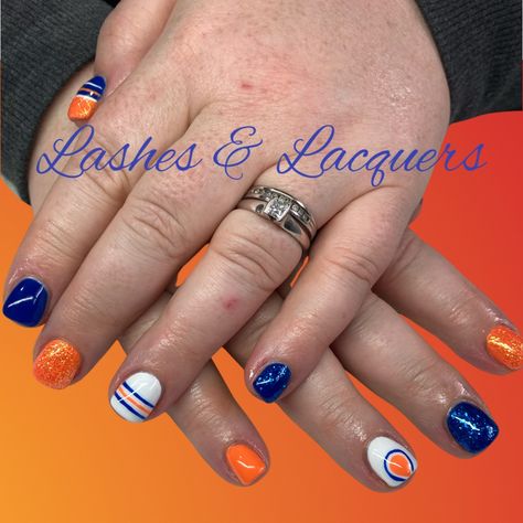 Edmonton Oilers Nails, Oilers Nails, Hockey Nails, Oilers Hockey, Edmonton Oilers, Pretty Stuff, Nail Ideas, Cute Nails, Gel Nails