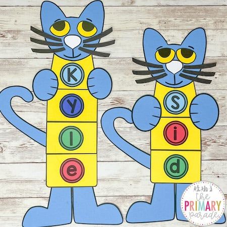 This Pete the Cat name craft is the perfect Pete the Cat craft to add to a reading bulletin board or as a center as your students learn how to write their name during your next back to school theme. Pete The Cat Reading Bulletin Board, Pete The Cat Name Activities, Free Pete The Cat Activities For Preschoolers, Pete The Cat Too Cool For School Crafts, Pete The Cat Crafts For Kindergarten, Pete The Cat Rocking In My School Shoes Preschool Craft, Pete The Cat Paper Plate Craft, Pete The Cat Bingo Free, Pete The Cat Crafts For Preschoolers