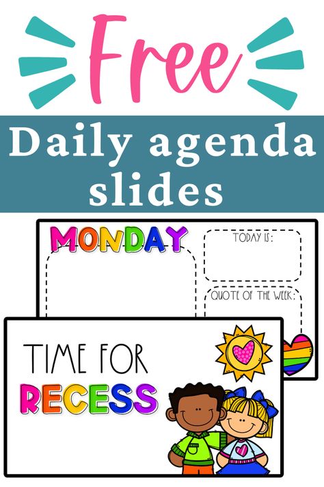 Use these FREE daily agenda slides to keep your teaching on track no matter what your day throws at you! Enjoy this Teacher freebie from Grace Over Grades! Classroom Slides Template Free, Kindergarten Morning Slides, Classroom Slides Template, Class List Template Free Editable, Daily Slides For Classroom, Free Google Slides Templates, Classroom Agenda, Daily Agenda Slides, Classroom Slides