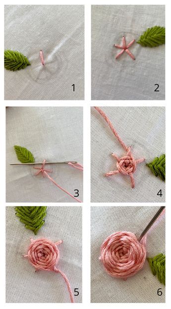 Rose Knot Embroidery, Tiny Rose Embroidery, Flower Embroidery Step By Step, How To Sew Flowers Embroidery, Flower Sewing Pattern Hand Embroidery, How To Embroidery Flowers Step By Step, How To Embroider A Rose By Hand, Embroidery Flowers Easy Simple, Flower Stitching Embroidery