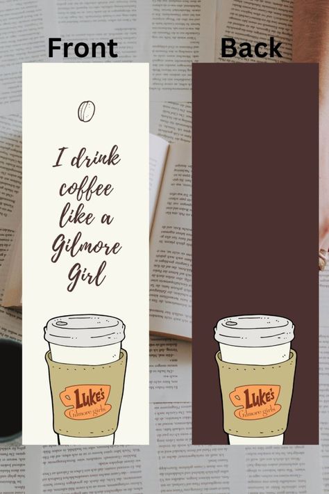 Gilmore Girls themed bookmark for instant download Books Marks Printable, Bullet Journal Gilmore Girls Theme, Gilmore Girls Gifts Diy, Rory Gilmore Bookmark, Gilmore Girls Bookmark, Gilmore Girls Doodles, Coffee Bookmark, Gilmore Girls Printables, Gilmore Girls Books