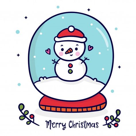 Vector lindo muñeco de nieve en globo de... | Premium Vector #Freepik #vector #navidad #invierno #nieve #fiesta Kawaii Christmas, Cute Christmas Wallpaper, Easy Drawings For Kids, Christmas Snow Globes, Cute Cartoon Drawings, Christmas Characters, Christmas Drawing, Christmas Cartoons, Cute Easy Drawings