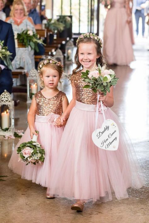 rose gold sequins flower girl dresses Rose Gold Wedding Theme, Rose Gold Wedding Dress, Navy Flower Girl, Flower Girl Dresses Navy, Wedding Entourage, Rose Gold Theme, Wedding Rose Gold, Rose Gold Bridesmaid, Metallic Wedding