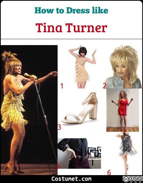 Tina Turner's costume includes a gold or nude tassel dress, gold heels, and a soul-inspired wig           #Female #female #musician #black #80s #personality #TinaTurner Ike And Tina Costume Halloween, Ike Turner Costume, Ike And Tina Turner Costumes Halloween, Musician Costume, Singers Costumes Ideas, Tina Turner Costume, Couples Fancy Dress, 80s Fancy Dress, Black 80s