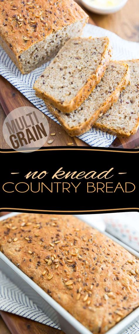 Think making your own bread at home is too much hard work? Think again! This Multigrain No Knead Country Bread is every bit as easy to make as it is good to eat! No Knead Multigrain Bread Recipe, Multigrain Bread Recipe, Bread Tags, Multigrain Bread, Bread At Home, Country Bread, Artisan Bread Recipes, Make Bread, No Knead Bread