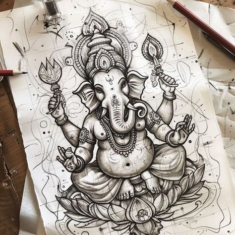 Ganesha Tattoo Flash Collection – IMAGELLA Ganesha Tattoo Mandala, Ink Master Tattoos, Professional Tattoo Kits, Ganesha Tattoo, Beautiful Henna, Tattoo Master, Ganesha Art, Classic Tattoo, Tattoo Kits