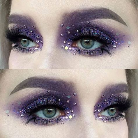 #LilacPurpleViolets Best 20 Fairy makeup ideas on Pinterest | Fairy fantasy makeup #Lilac #Purple #Violet Fairy Eye Makeup Glitter, Witchy Eye Makeup, Face Glitter Ideas Festival, Fairy Fantasy Makeup, Alien Make-up, Fairy Make-up, Fantasy Make-up, Make Up Designs, Drag Make-up