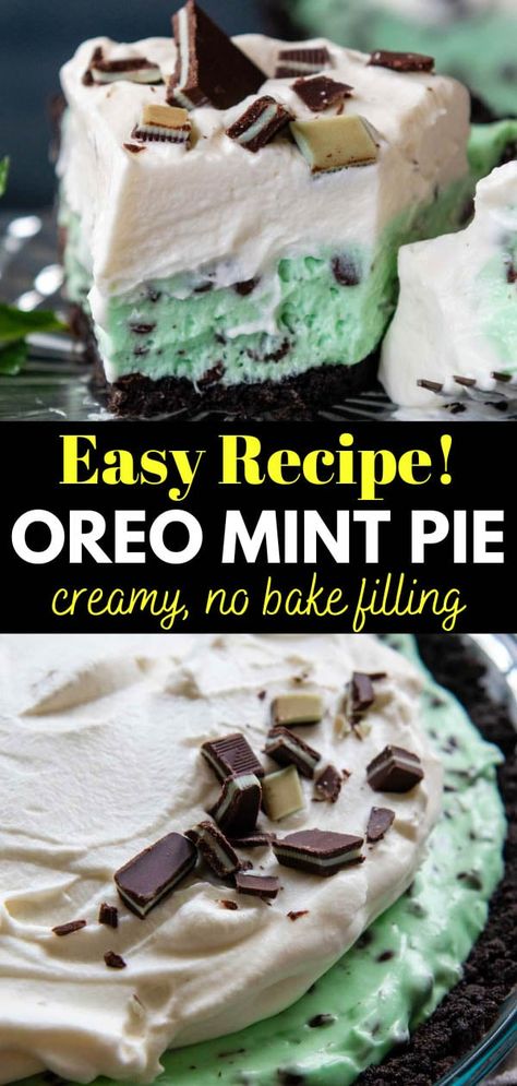 Creamy Mint Pie with Chocolate (So Easy!) Mint Chocolate Chip Ice Cream Pie, Andes Mint Recipes, Mamagourmand Recipes, Gluten Free Pies Recipes, Lush Desserts, Mint Pie, Whipped Cream Topping, Mint Desserts, Mint Chocolate Ice Cream