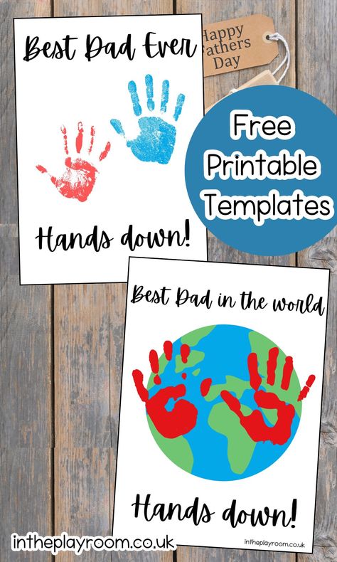 Hands Down Best Dad Ever Free Printable Handprint Template - In The Playroom Handprint Craft For Father's Day, Best Dad Hands Down Craft, Free Father’s Day Printables For Kids, Free Printable Father’s Day Craft, Fathers Day Handprint Ideas, Fathers Day Gifts Ideas From Kids, Free Fathers Day Printables, Father Days Craft Ideas, Best Dad Ever Printable