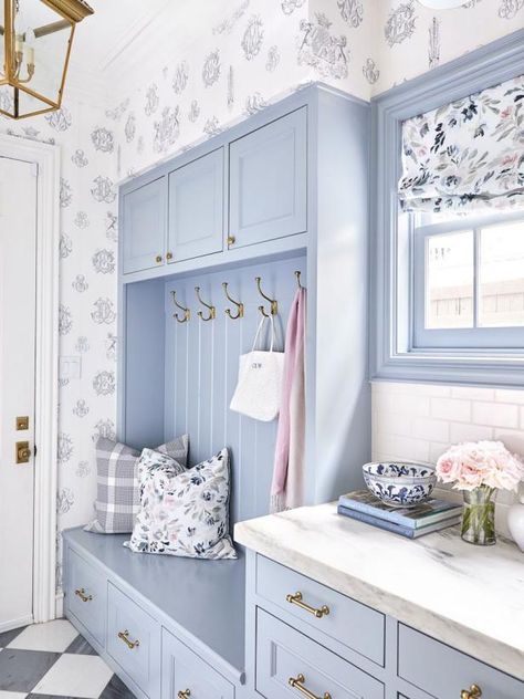 Spring Color Schemes, Pink Laundry Room, Pink Laundry, Pink Laundry Rooms, Grandmillennial Style, Bathroom Decor Ideas Colors, Blue Home Decor, Living Room Decor Cozy, Diy Home Decor Bedroom