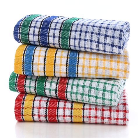 PRICES MAY VARY. SET OF 4 INCLUDES: Measurements 16”x 26”, Set includes 4 cotton kitchen towels (with 1 Blue Gingham, 1 Yellow Gingham, 1 Green Gingham, 1 Red Gingham) style kitchen towels to coordinate with any kitchen décor. PREMIUM QUALITY: Made from premium cotton and free from harmful chemicals or synthetic materials, safe for you & your family. Soft and plush enough to never scratch your fine dishware, pots. EASY CARE & MAINTENANCE: Machine wash warm with like colors, do not bleach, tumble Cleaning Faucets, Tea Bar, Kitchen Dish Towel, Kitchen Cleaning Supplies, Kitchen Dishes, Large Kitchen, Kitchen Supplies, Cloth Napkins, Clean Kitchen