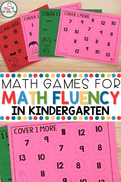 These math games for math fluency in kindergarten are a great resource to use when students are practicing number recognition. The kindergarten math games are a "Roll & Cover" style game, that can be used to practice adding 1 more, adding 11 more, or simply matching quantities to numbers.