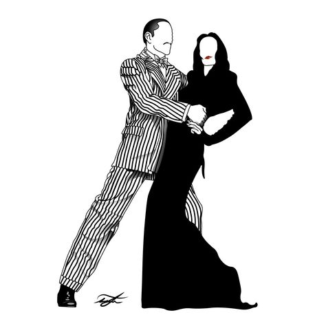 Adams Family Thing Tattoo, Morticia Addams Desenho, Addams Family Silhouette, Mortician And Gomez Tattoo, Addams Family Pumpkin Painting, The Addams Family Wallpaper, Gomez And Morticia Tattoo, Morticia And Gomez Tattoo, Morticia And Gomez Addams Tattoo