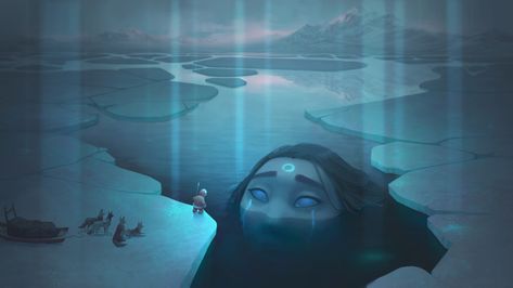 ArtStation - Agloolik , Jesse Winchester Sedna Goddess, Fantasy Giants, Ice Spirit, Mermaid Webtoon, Inuit Mythology, Mermaid Pose, Goddess Of The Sea, Inuit Art, Fantasy Races