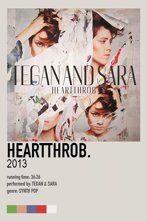 Heartthrob - Tegan & Sara (2013) Album Posters, Tegan And Sara, Synth Pop, Running Time, Movie Posters, Film Posters