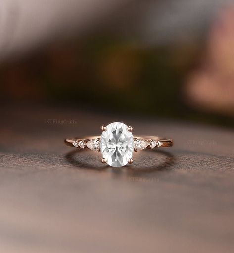 Vintage White Sapphire Engagement Ringoval Cut Gold | Etsy Canada Oval Cut Moissanite Engagement Ring, Oval Moissanite Engagement Ring, White Sapphire Engagement Ring, Cute Engagement Rings, Future Engagement Rings, Moissanite Engagement Ring Oval, Oval Moissanite, Dream Engagement, Dream Engagement Rings