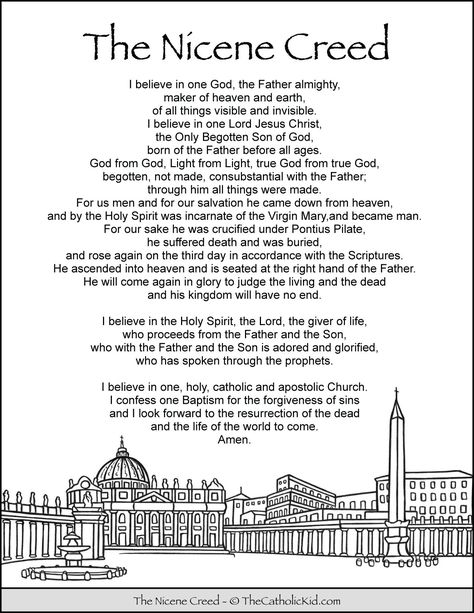 The Creed Catholic Prayer, Catholic Prayers For Kids, Nicene Creed Catholic, Catholic Coloring Pages, Prayers For Kids, Formation Ideas, Nicene Creed, Catholic Prayers Daily, Bible Worksheets