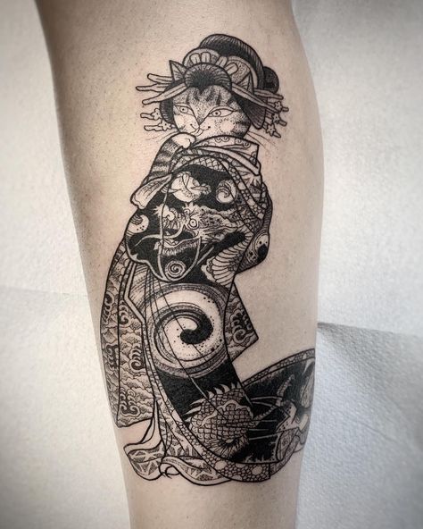 Kimono Tattoo, Geisha Tattoo Design, Kitten Tattoo, Yakuza Tattoo, Geisha Tattoo, Epic Tattoo, Outdoors Tattoos, Tattoos Animals, Body Modification