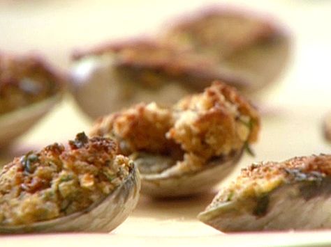 Baked Clams Oreganata recipe from Anne Burrell via Food Network Clams Oreganata, Oreganata Recipe, Baked Clams Oreganata, Baked Clams, Anne Burrell, Shell Fish, Clam Bake, Clam Recipes, Food Challenge